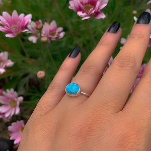 Blue Ridge Turquoise Ring - Size 5 1/2 to 5 3/4 - Sterling Silver - Bright Blue Turquoise Jewelry - Genuine Turquoise - Dainty Turquoise