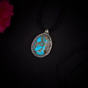 Turquoise Mountain Turquoise Pendant - Sterling Silver - Bright Blue Turquoise Necklace - Unique Turquoise - Large Genuine Turquoise Jewelry