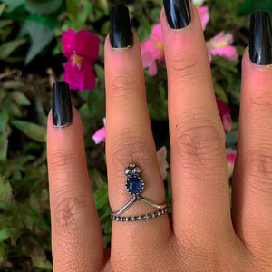 Tanzanite Ring Stack - Size 6 1/4 - Sterling Silver - Dainty Tanzanite Ring Set - Violet Tanzanite - Purple Gemstone Jewelry - Wishbone Ring