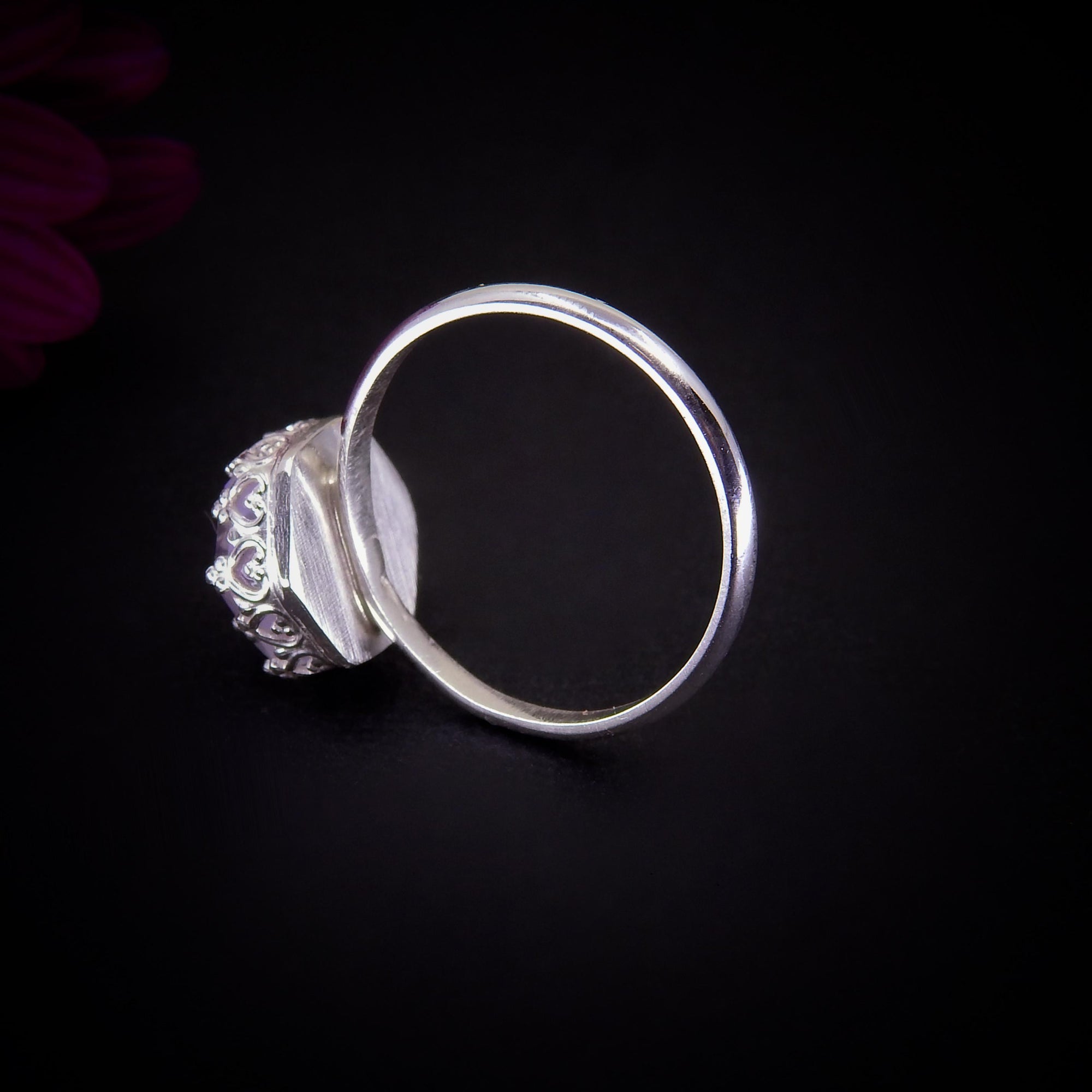 Rose Cut Clear Quartz & Aurora Opal Ring - Size 10 to 10 1/4 - Sterling Silver - Pastel Rainbow Crystal Jewellery - Hexagonal Crystal Ring