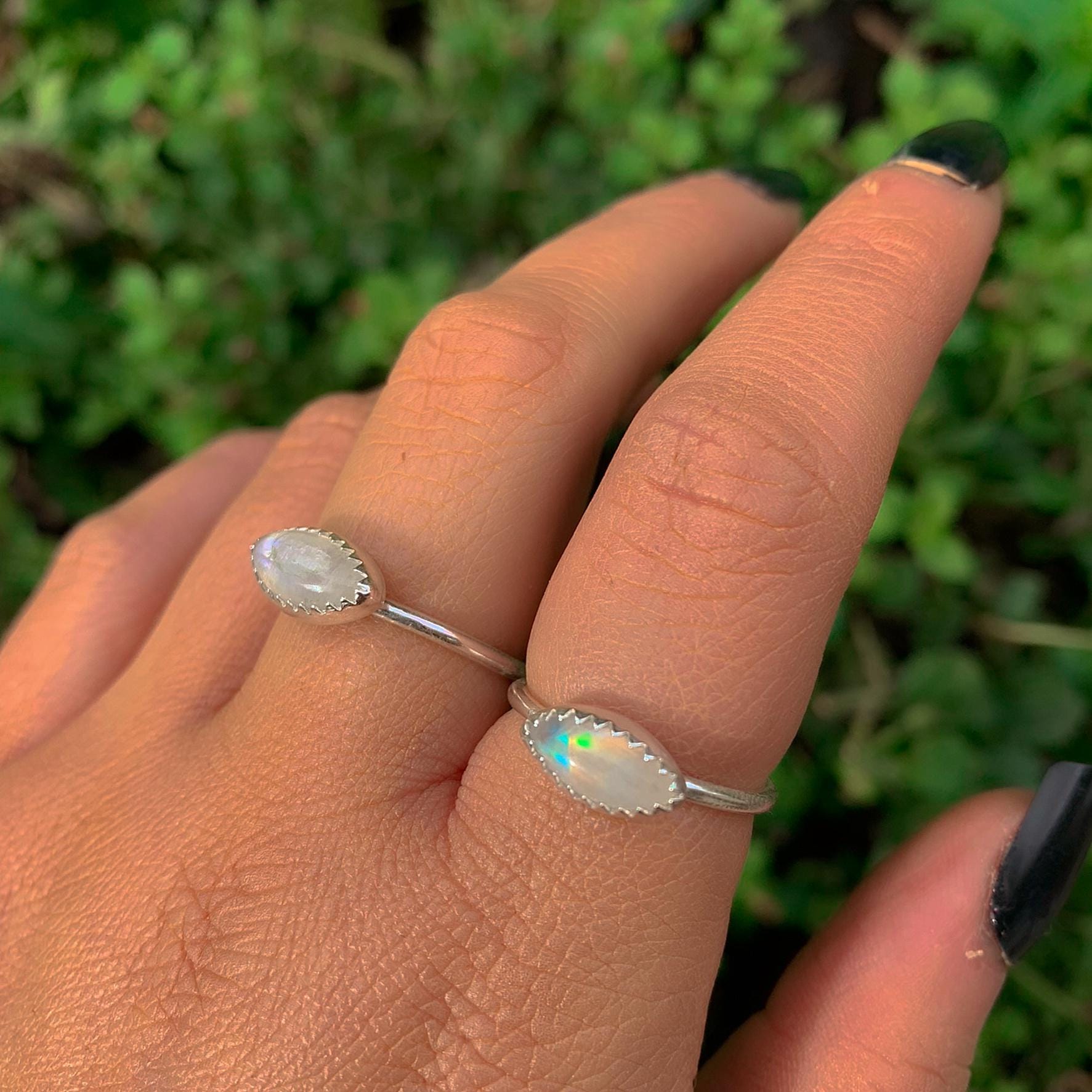 Your Custom Moonstone Jellybean Ring - Sterling Silver - Made to Order - Dainty Moonstone Ring - Moonstone Stacking Ring, Marquise Moonstone