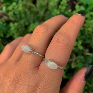 Your Custom Moonstone Jellybean Ring - Sterling Silver - Made to Order - Dainty Moonstone Ring - Moonstone Stacking Ring, Marquise Moonstone