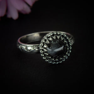 Black Rutilated Quartz Ring - Size 9 - Sterling Silver