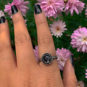 Black Rutilated Quartz Ring - Size 9 - Sterling Silver