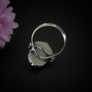 Black Onyx & Moonstone Ring - Size 8 1/4 - Sterling Silver