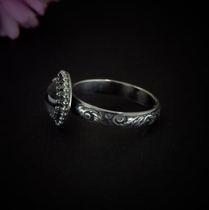 Black Rutilated Quartz Ring - Size 7 1/4 - Sterling Silver