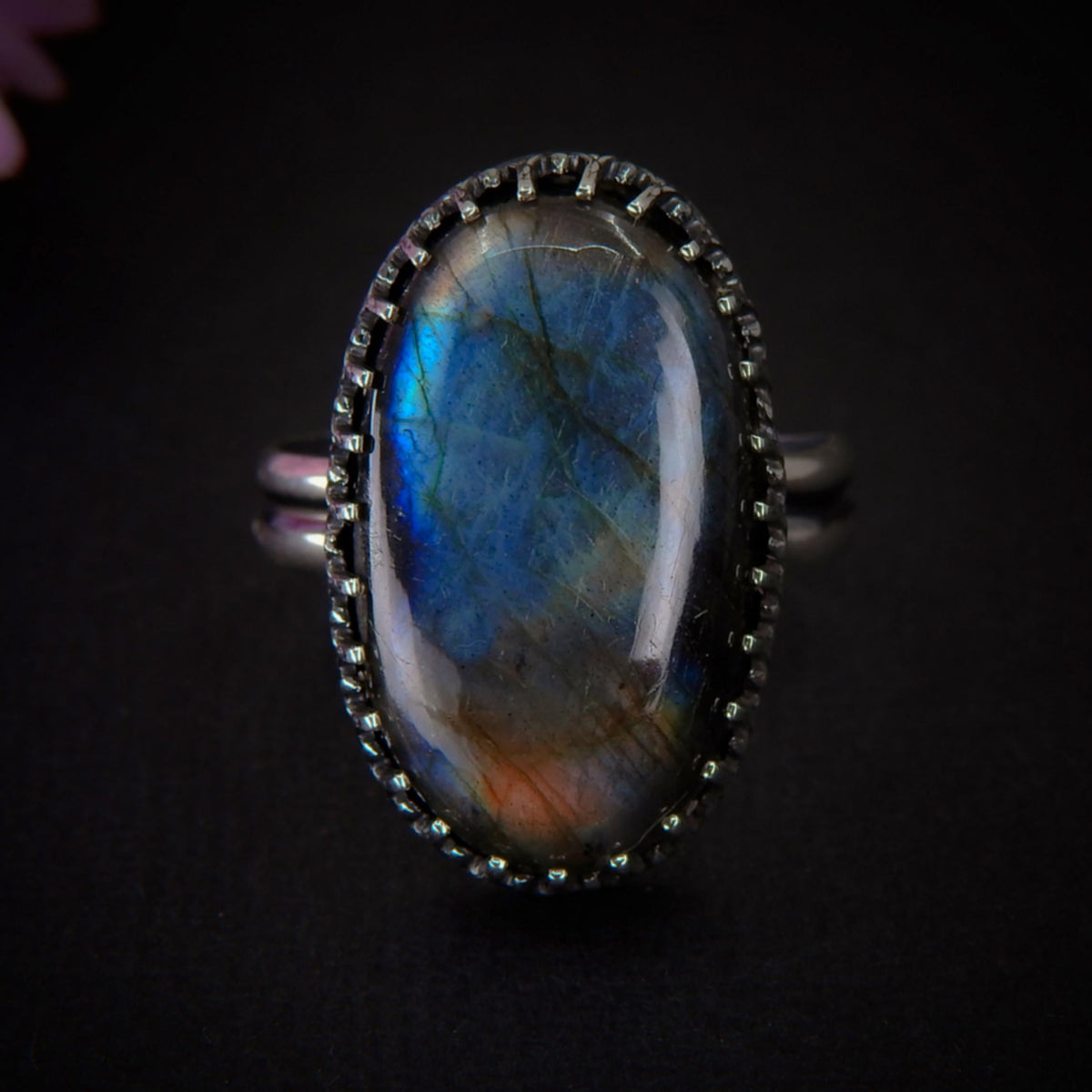 Rainbow Labradorite Ring - Size 12 - Sterling Silver