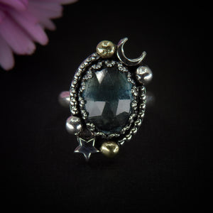 Rose Cut Fluorite Ring - Size 6 1/2 - Sterling Silver