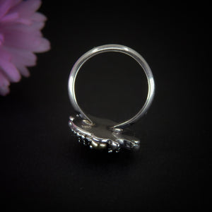 Rose Cut Fluorite Ring - Size 6 1/2 - Sterling Silver