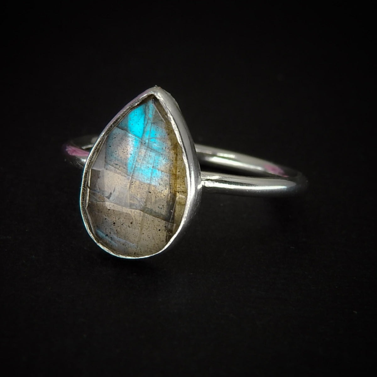 Rose Cut Labradorite Ring - Size 6 - Sterling Silver