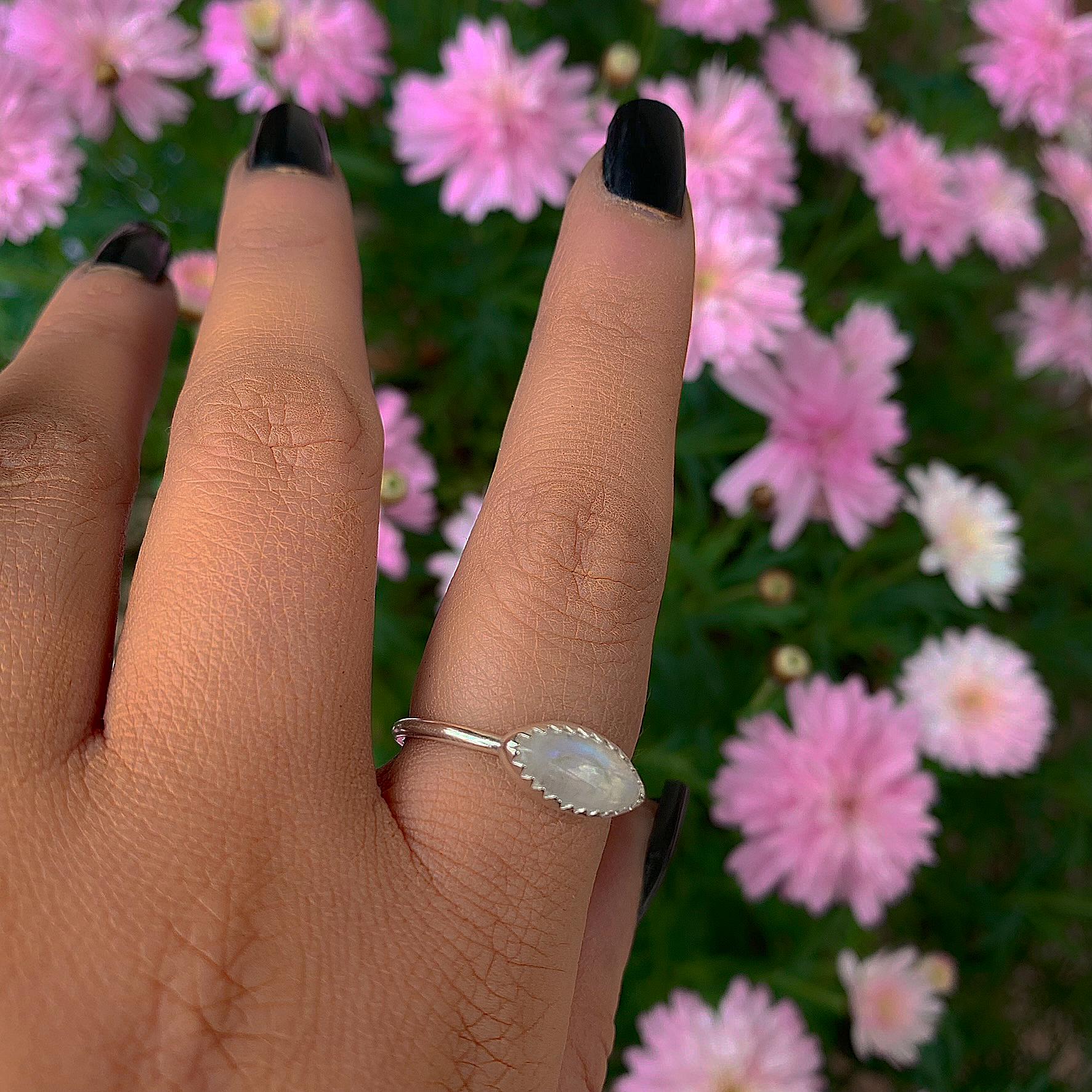Moonstone Ring - Size 8 1/4 - Sterling Silver