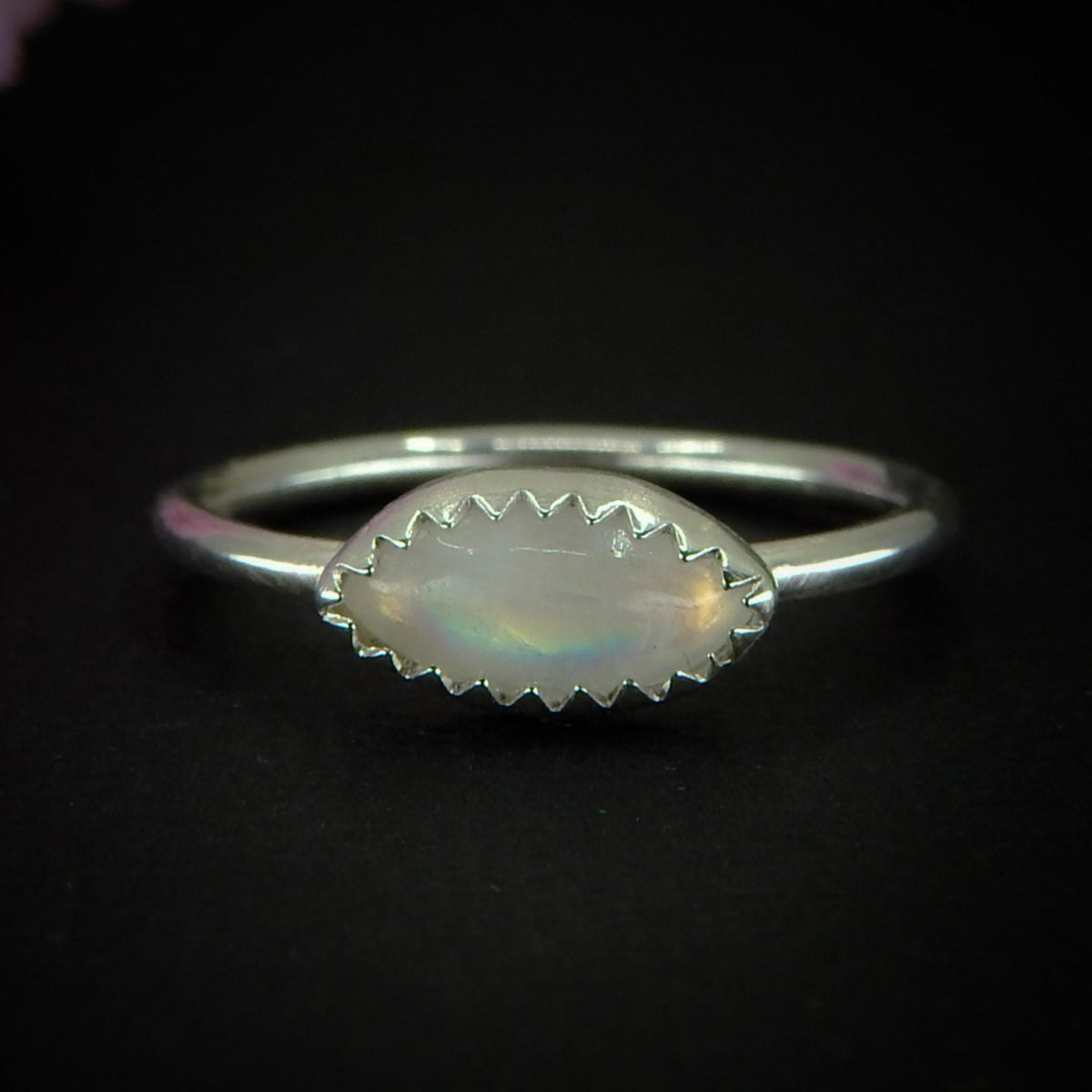 Moonstone Ring - Size 7 1/4 to 7 1/2 - Sterling Silver