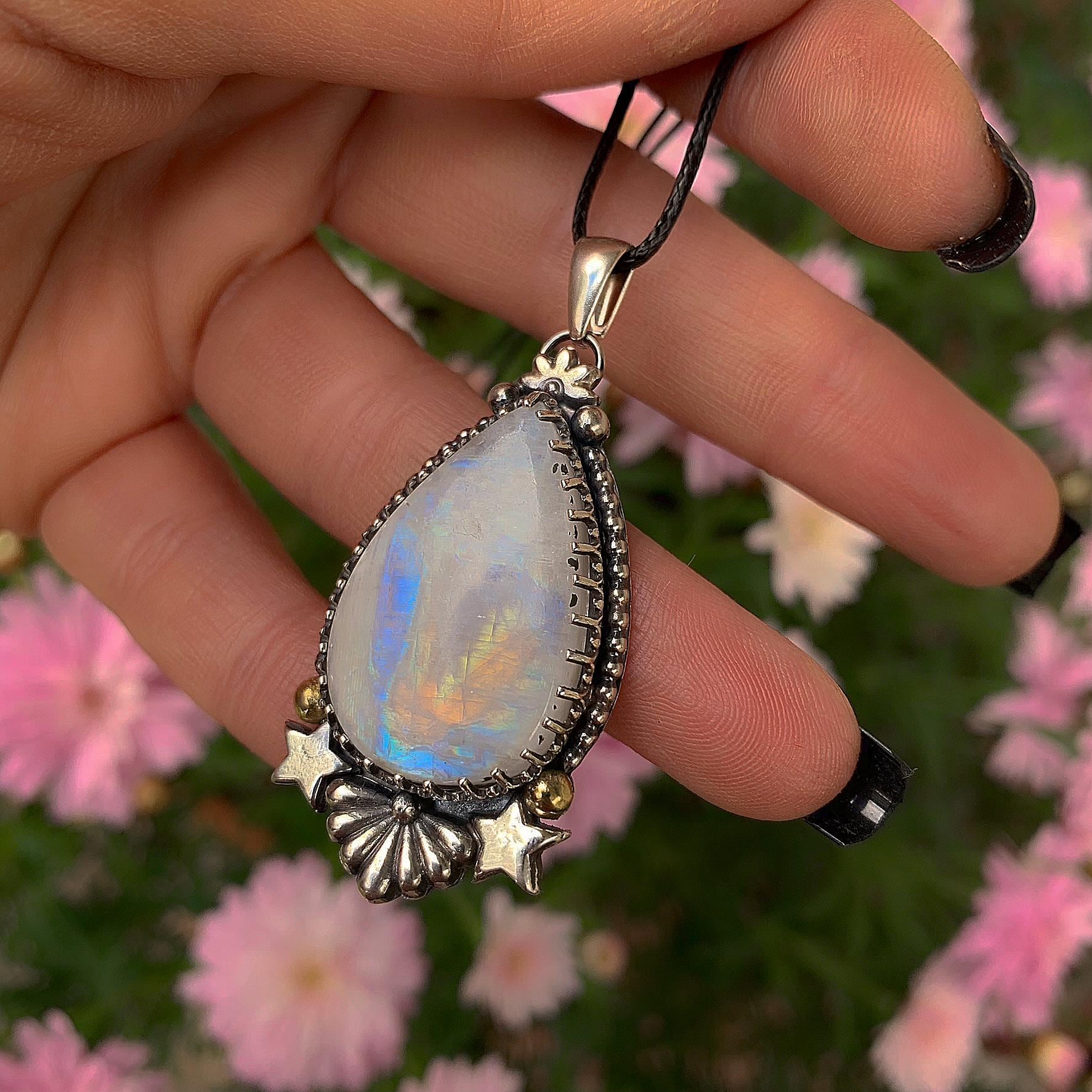 Moonstone Star Pendant - Sterling Silver