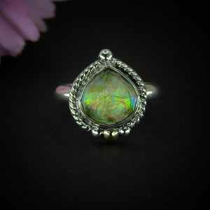 Rose Cut Clear Quartz & Monarch Opal Ring - Size 6 to 6 1/4 - Sterling Silver