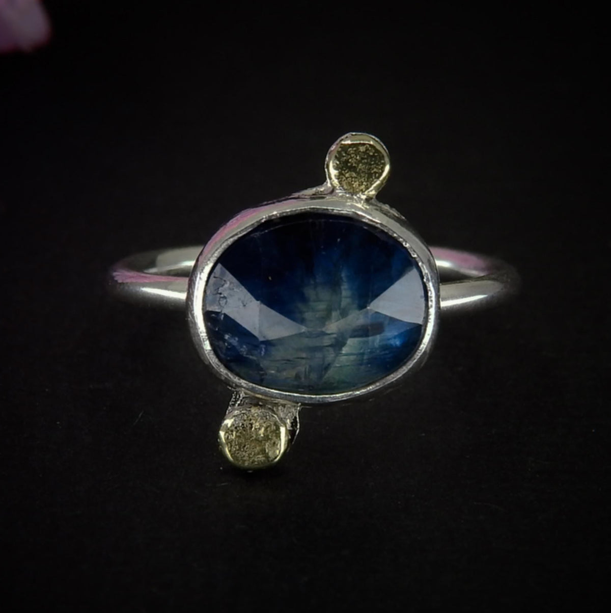 Rose Cut Kyanite Ring - Size 5 - Sterling Silver