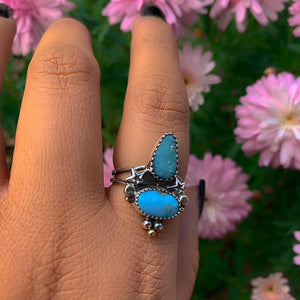 Sleeping Beauty & Blue Ridge Turquoise Ring - Size 7 1/2 - Sterling Silver