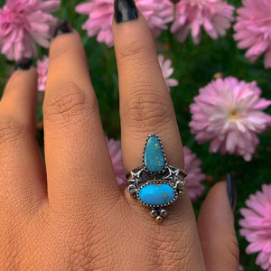Sleeping Beauty & Blue Ridge Turquoise Ring - Size 7 1/2 - Sterling Silver