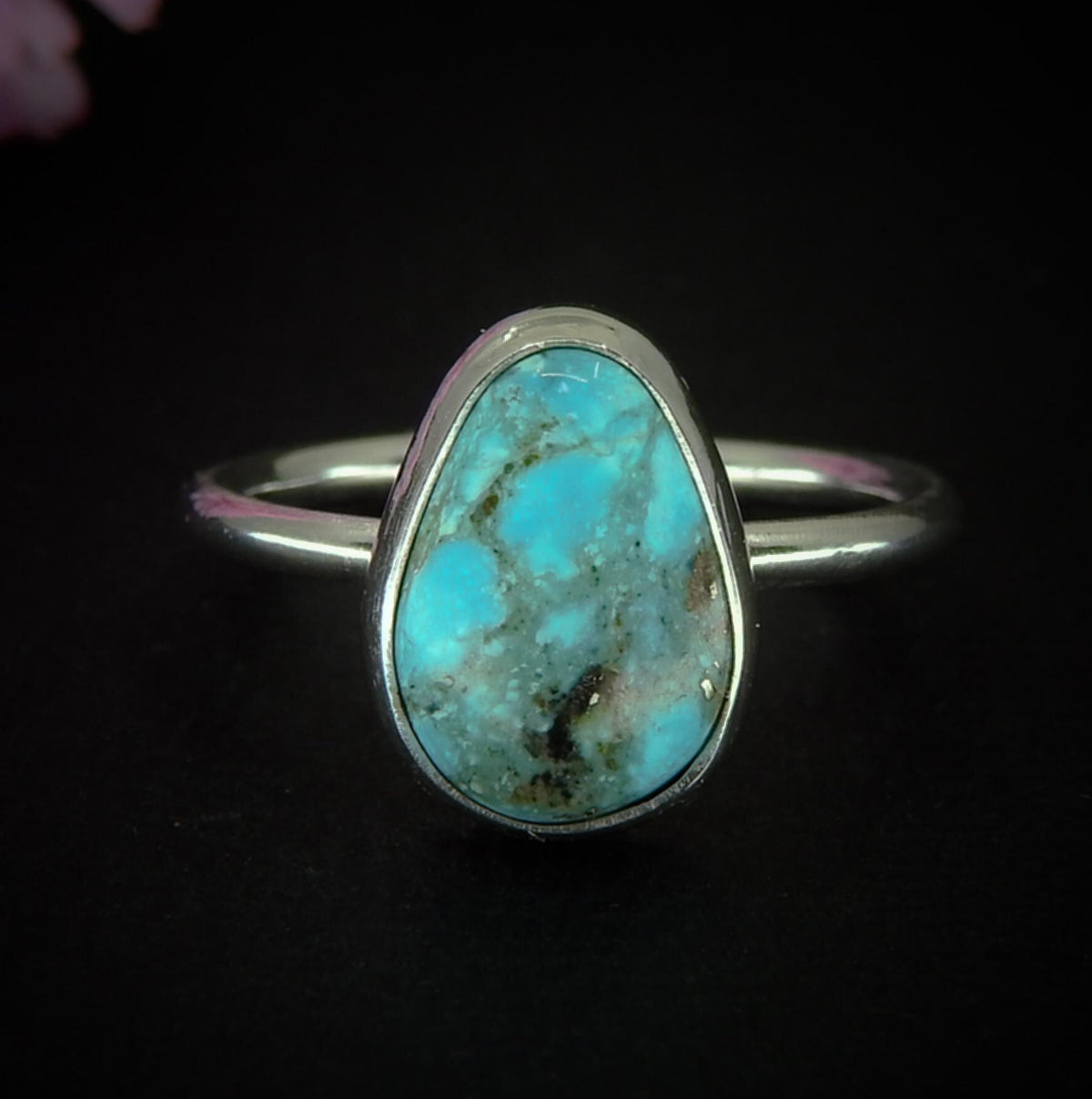 White Water Turquoise Ring - Size 7 - Sterling Silver