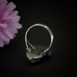 Rose Cut Clear Quartz with Aurora Opal & Angel Aura Quartz Ring - Size 8 1/4 - Sterling Silver