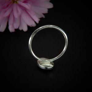 Rose Cut Peach-Pink Opal Ring - Size 8 - Sterling Silver