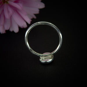Rose Cut Peach-Pink Opal Ring - Size 6 1/4 - Sterling Silver
