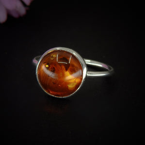 Baltic Amber Ring - Size 7 3/4 - Sterling Silver