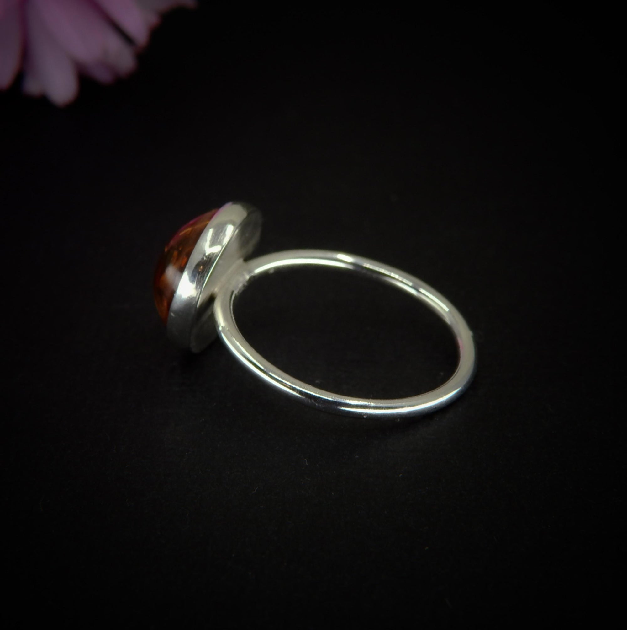 Baltic Amber Ring - Size 7 3/4 - Sterling Silver