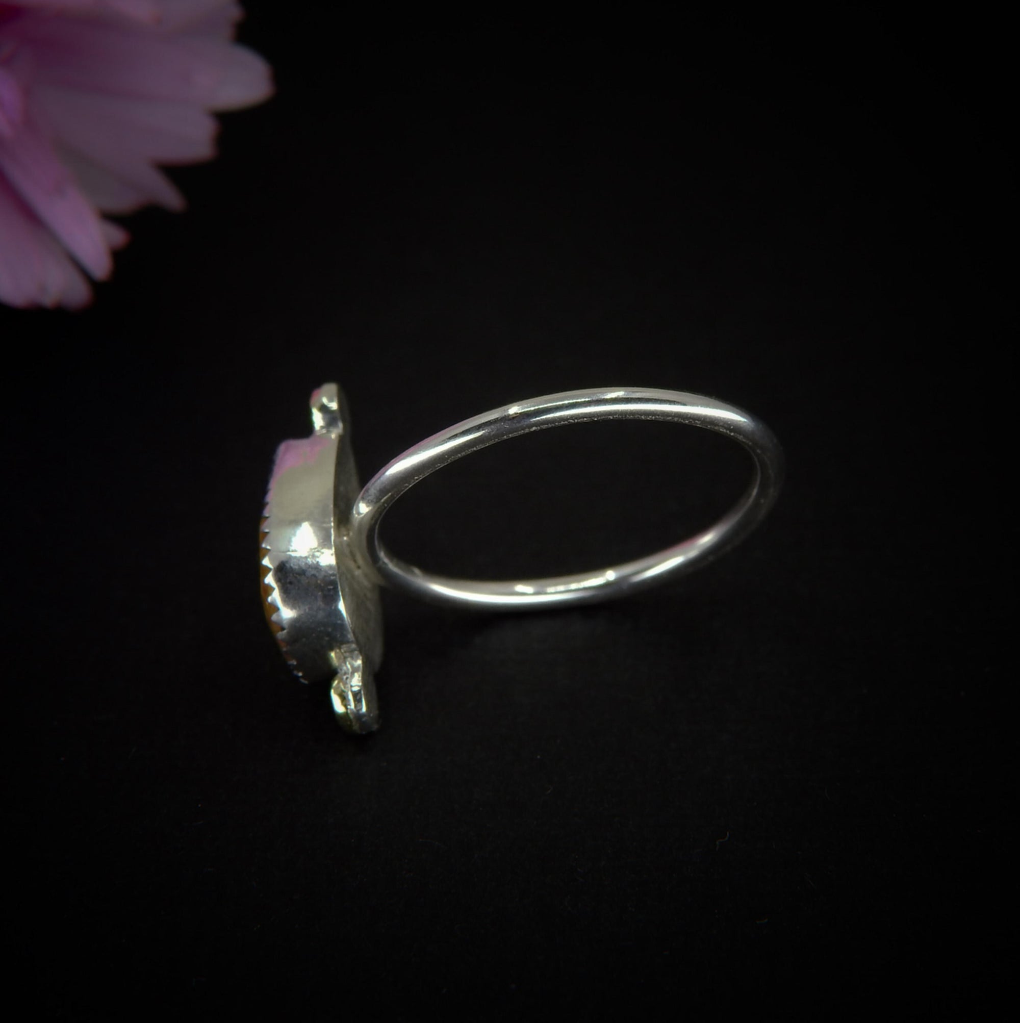 Rose Cut Citrine Ring - Size 9 to 9 1/4 - Sterling Silver