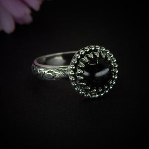 Black Rutilated Quartz Ring - Size 6 - Sterling Silver