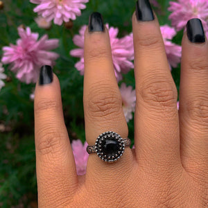 Black Rutilated Quartz Ring - Size 6 - Sterling Silver