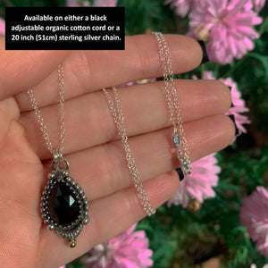 Black Onyx Pendant - Sterling Silver Crescent Moon - Celestial Jewellery