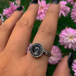 Black Rutilated Quartz Ring - Size 9 - Sterling Silver