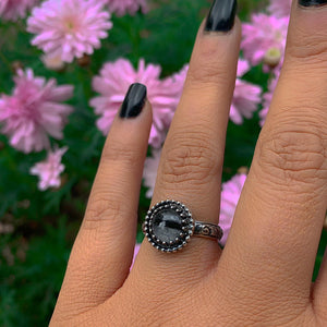 Black Rutilated Quartz Ring - Size 7 1/4 - Sterling Silver