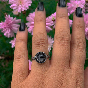 Black Rutilated Quartz Ring - Size 7 1/4 - Sterling Silver