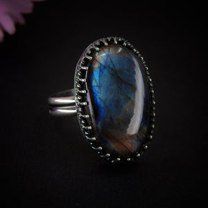 Rainbow Labradorite Ring - Size 12 - Sterling Silver