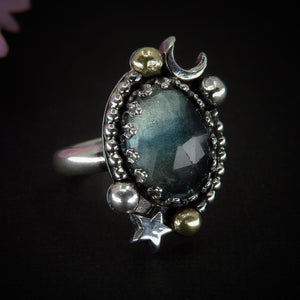 Rose Cut Fluorite Ring - Size 6 1/2 - Sterling Silver