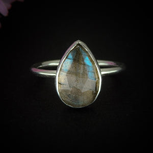 Rose Cut Labradorite Ring - Size 6 - Sterling Silver