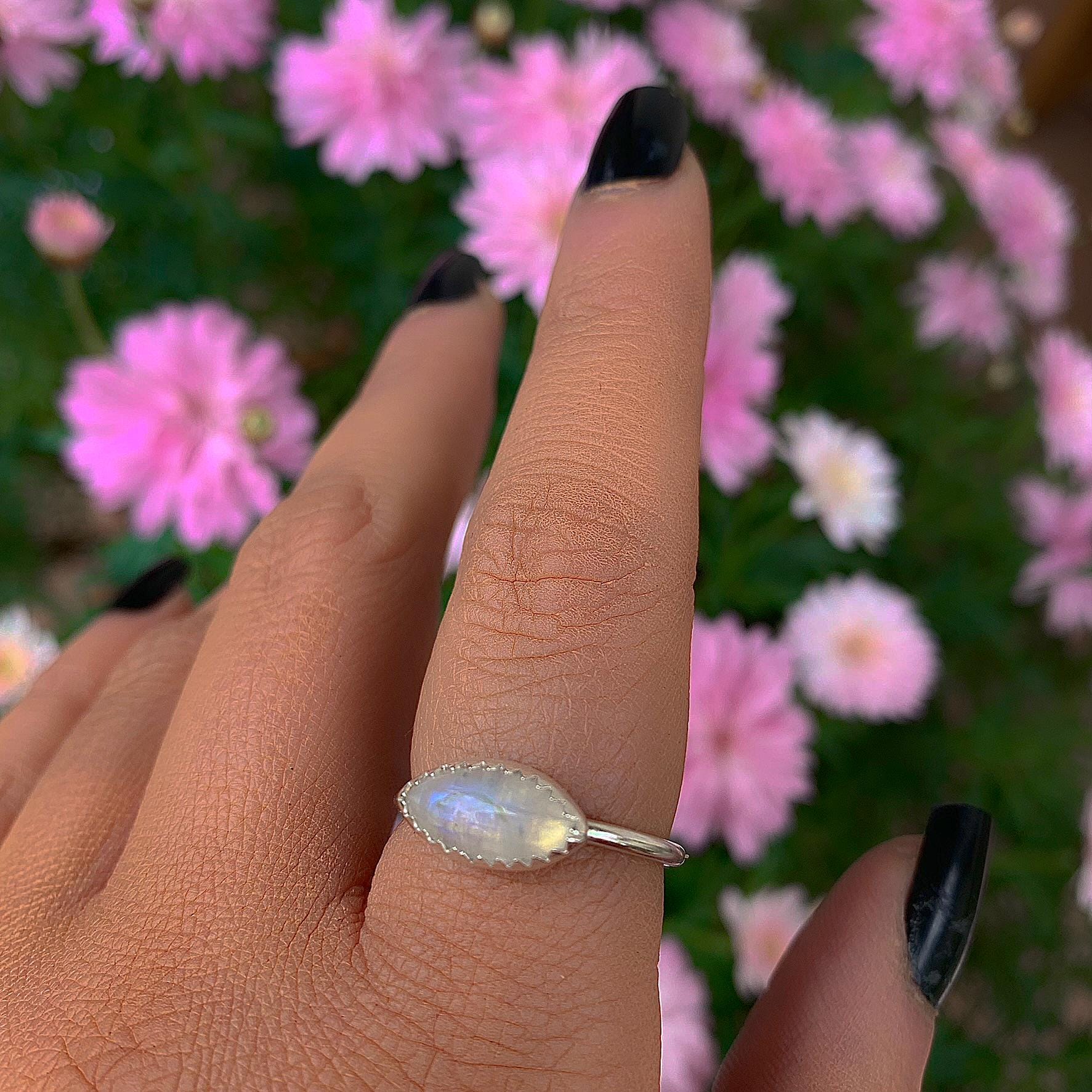 Moonstone Ring - Size 8 1/4 - Sterling Silver