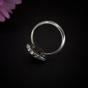 Rose Cut Clear Quartz & Monarch Opal Ring - Size 6 to 6 1/4 - Sterling Silver