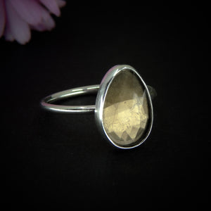 Rose Cut Smoky Quartz Ring - Size 7 1/2 - Sterling Silver