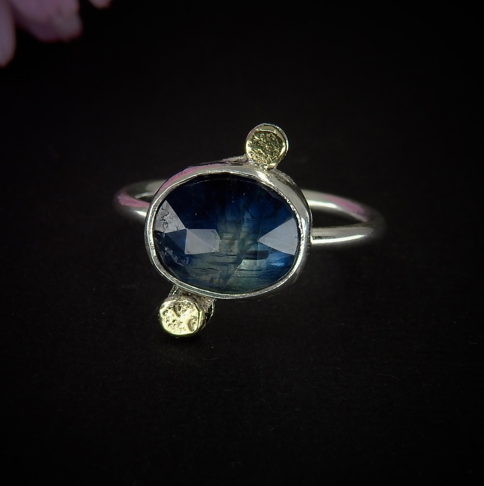 Rose Cut Kyanite Ring - Size 5 - Sterling Silver
