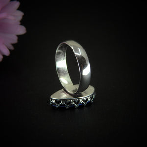 Blue Australian Opal Ring - Size 8 1/4 to 8 1/2 - Sterling Silver