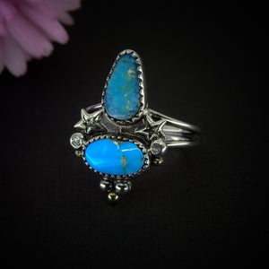 Sleeping Beauty & Blue Ridge Turquoise Ring - Size 7 1/2 - Sterling Silver