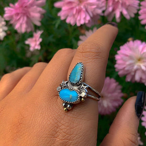 Sleeping Beauty & Blue Ridge Turquoise Ring - Size 7 1/2 - Sterling Silver