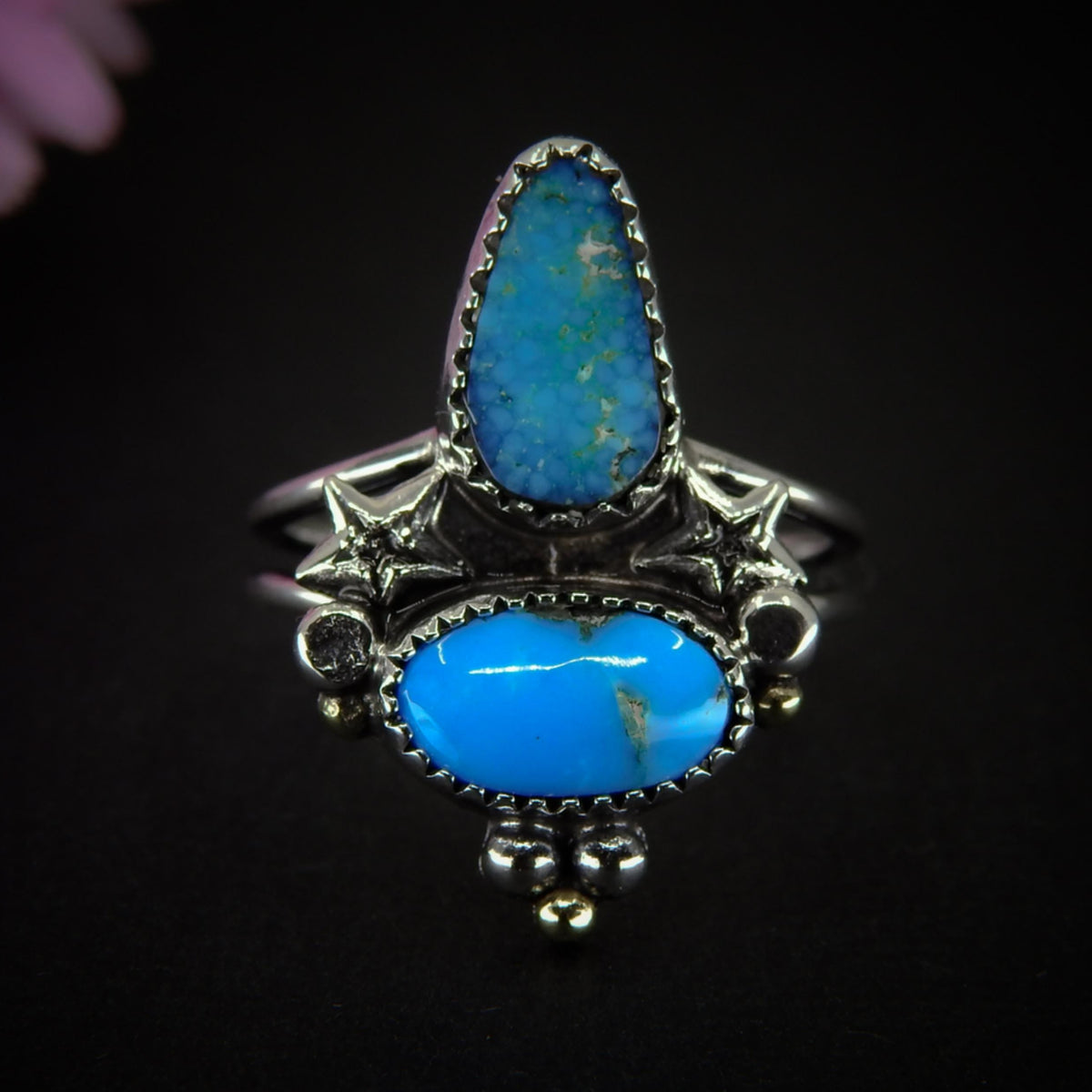 Sleeping Beauty & Blue Ridge Turquoise Ring - Size 7 1/2 - Sterling Silver
