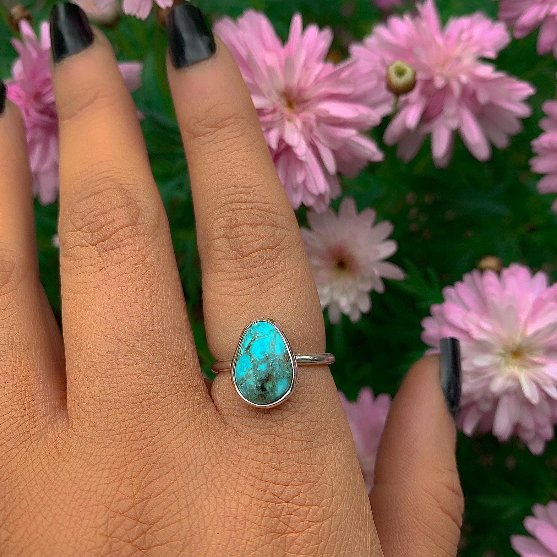 White Water Turquoise Ring - Size 7 - Sterling Silver