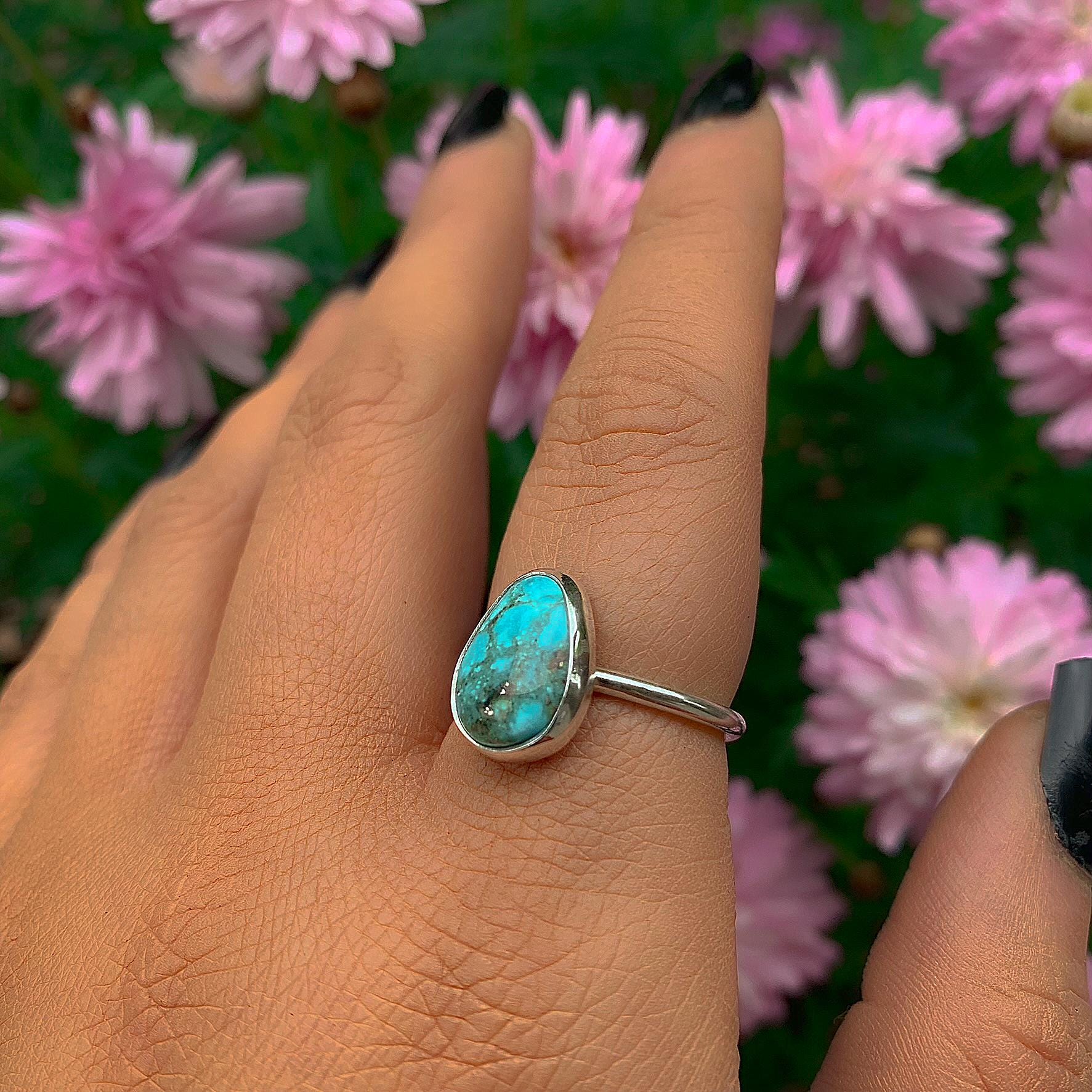 White Water Turquoise Ring - Size 7 - Sterling Silver