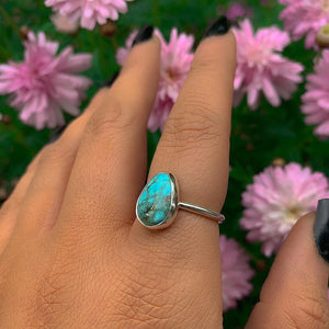 White Water Turquoise Ring - Size 7 - Sterling Silver
