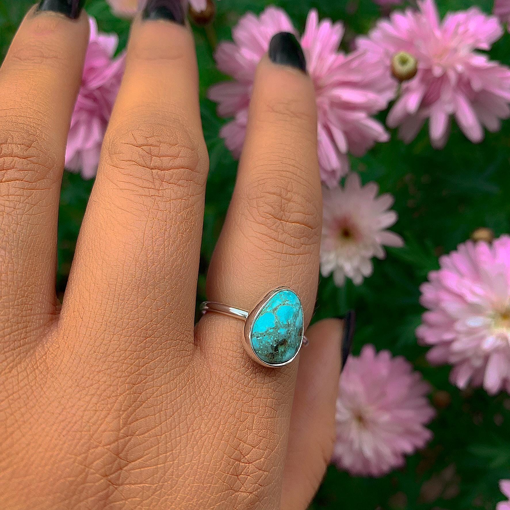 White Water Turquoise Ring - Size 7 - Sterling Silver