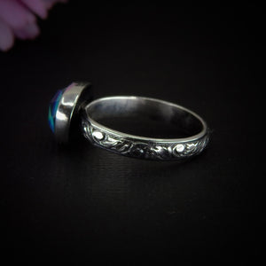 Rose Cut Clear Quartz & Aurora Opal Ring - Size 7 to 7 1/4 - Sterling Silver